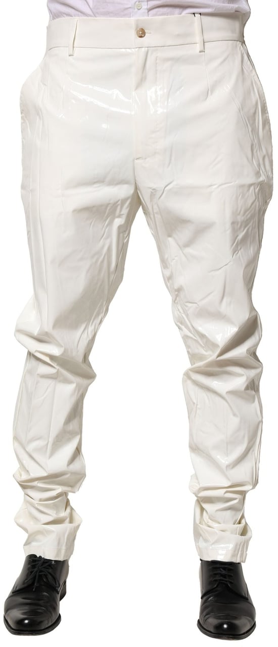 Dolce & Gabbana White Nylon Tapered Dress Men Pants Wit