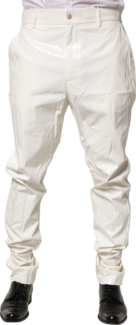 Dolce & Gabbana White Nylon Tapered Dress Men Pants Wit