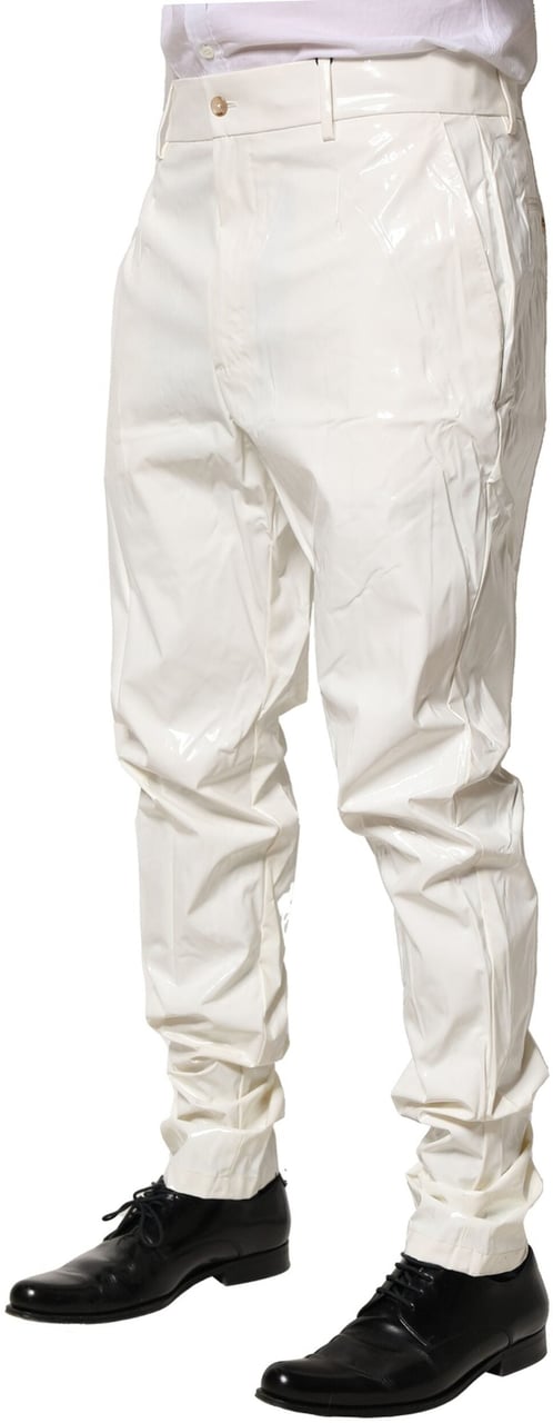 Dolce & Gabbana White Nylon Tapered Dress Men Pants Wit