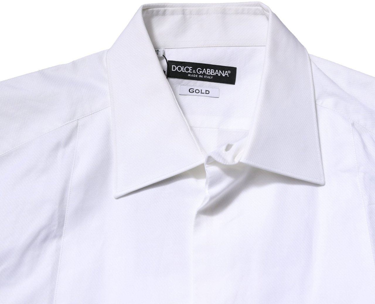 Dolce & Gabbana White Bib Cotton Poplin GOLD Men Formal Shirt Wit