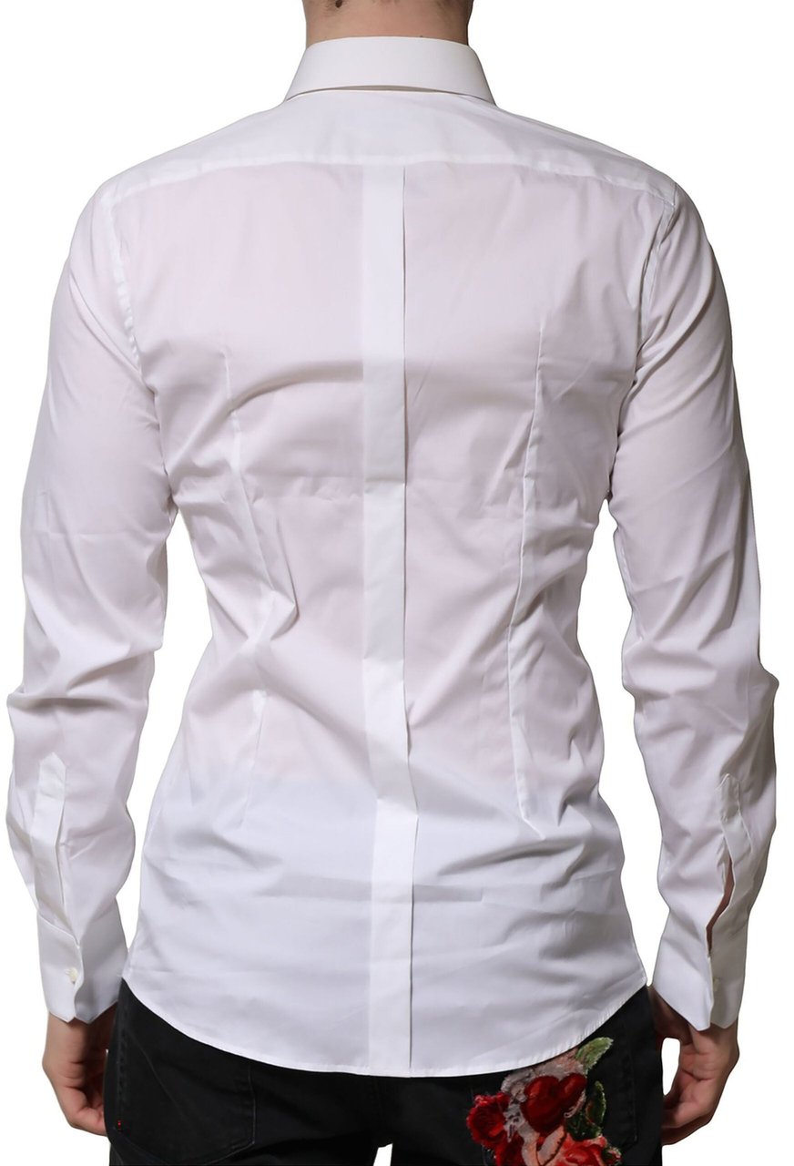 Dolce & Gabbana White Cotton GOLD Long Sleeves Formal Shirt Wit