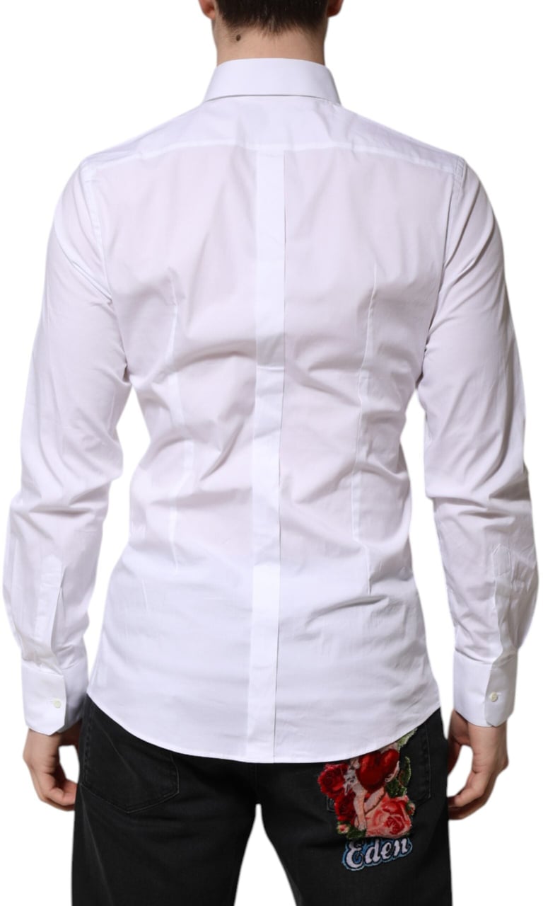 Dolce & Gabbana White Cotton GOLD Long Sleeves Formal Shirt Wit