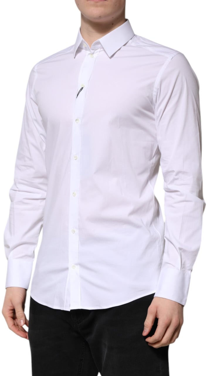 Dolce & Gabbana White Cotton GOLD Long Sleeves Formal Shirt Wit