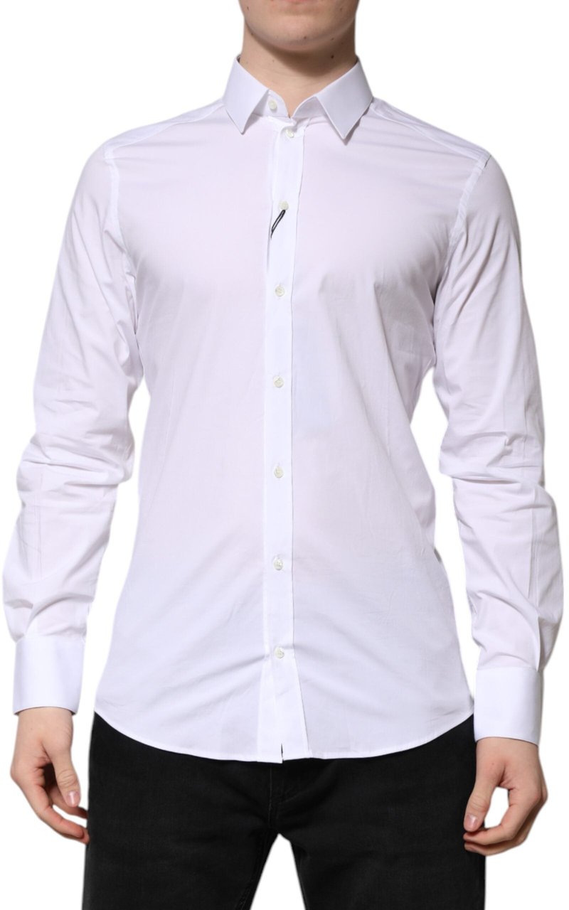 Dolce & Gabbana White Cotton GOLD Long Sleeves Formal Shirt Wit