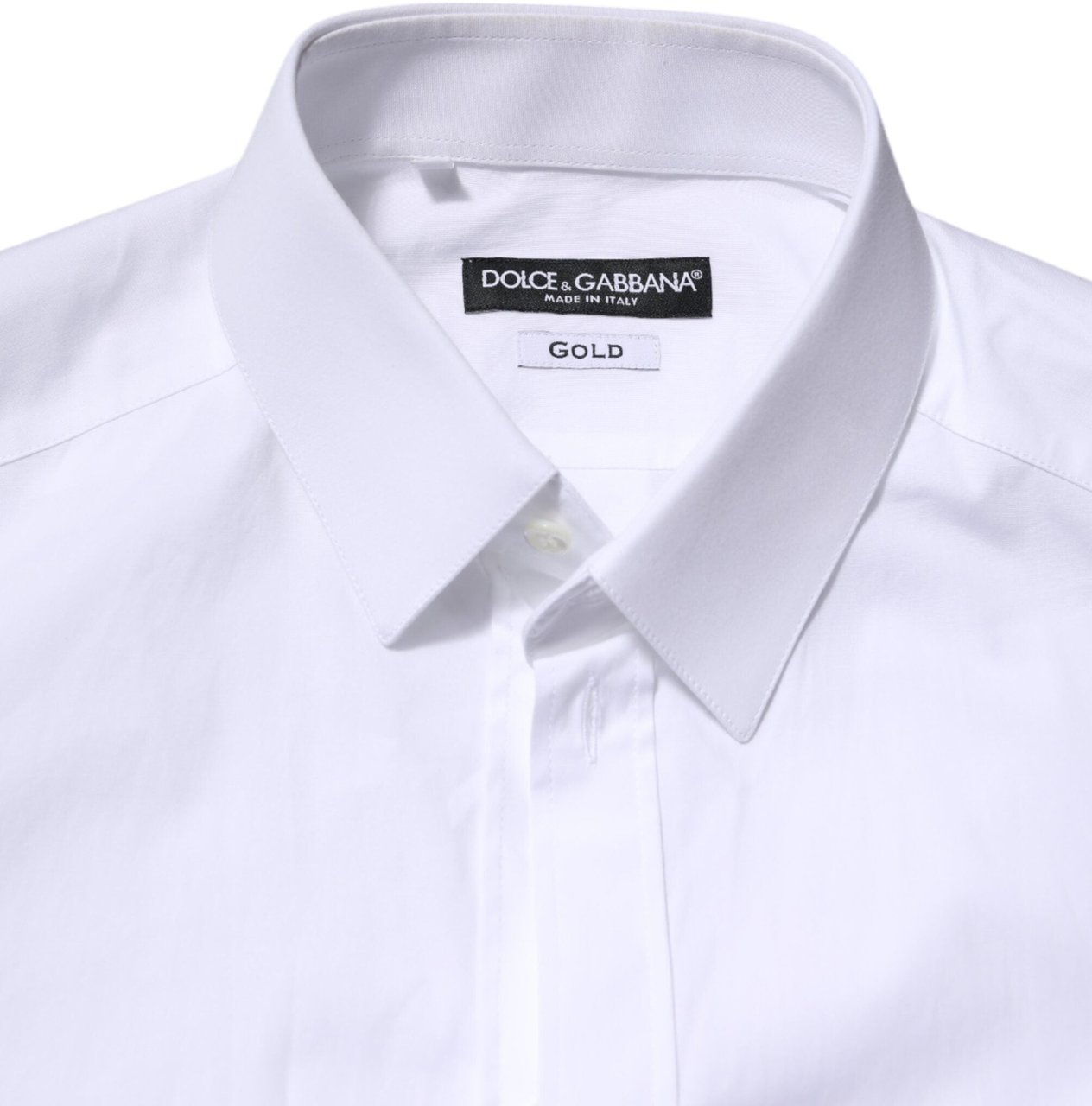 Dolce & Gabbana White Cotton GOLD Long Sleeves Formal Shirt Wit