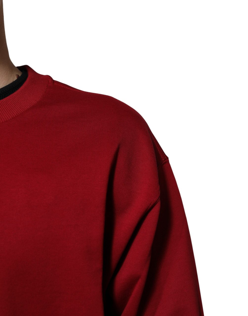 Dolce & Gabbana Red Embossed Logo Cotton Crew Neck Sweater Rood