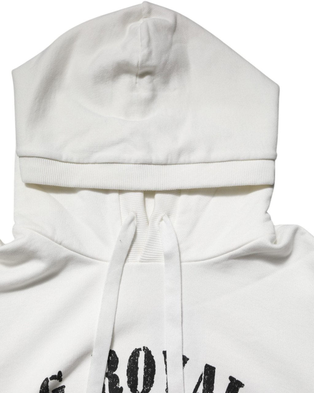 Dolce & Gabbana White Cotton DG ROYAL Print Hooded Sweater Wit
