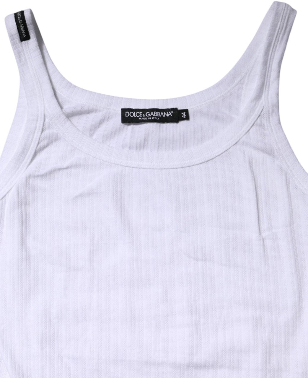Dolce & Gabbana White Cotton Round Neck Sleeveless Tank Top Zwart