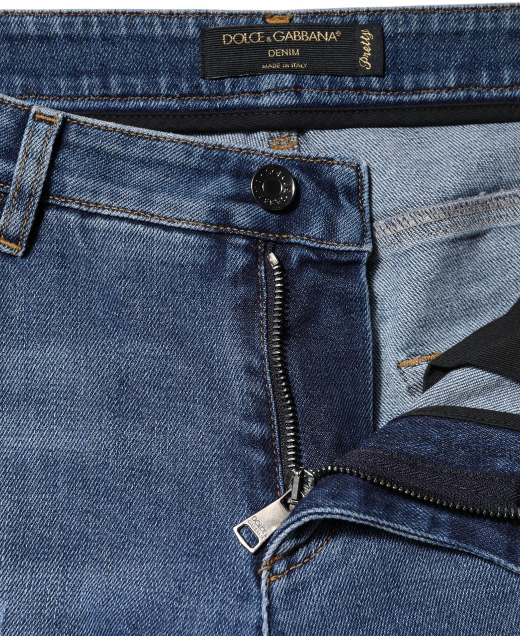Dolce & Gabbana Blue Tattered Cotton Low Waist Denim Jeans Blauw