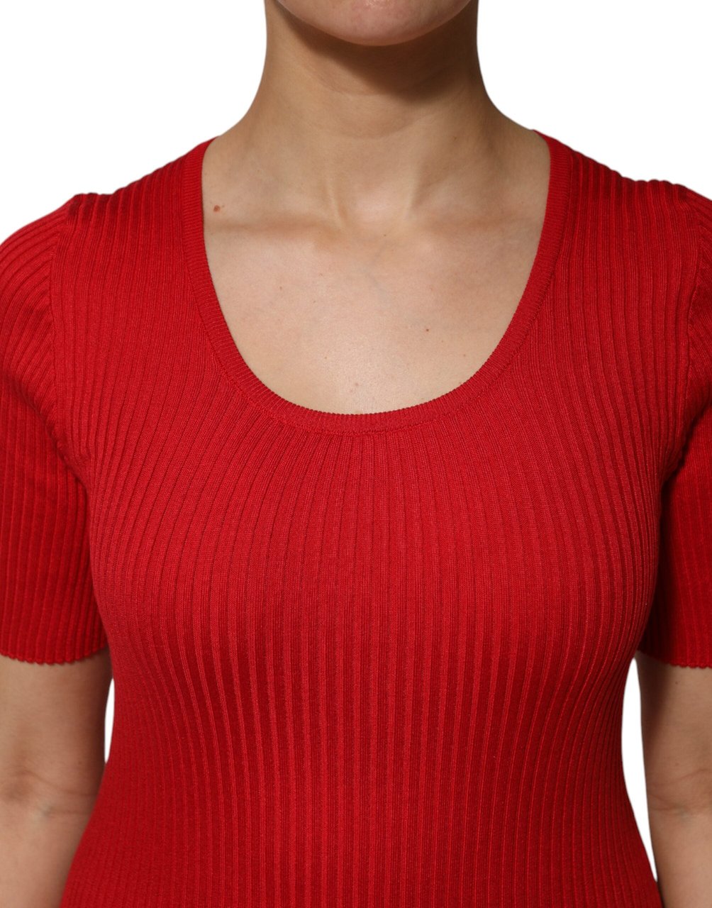 Dolce & Gabbana Red Round Neck Short Sleeves Pullover Top Wit