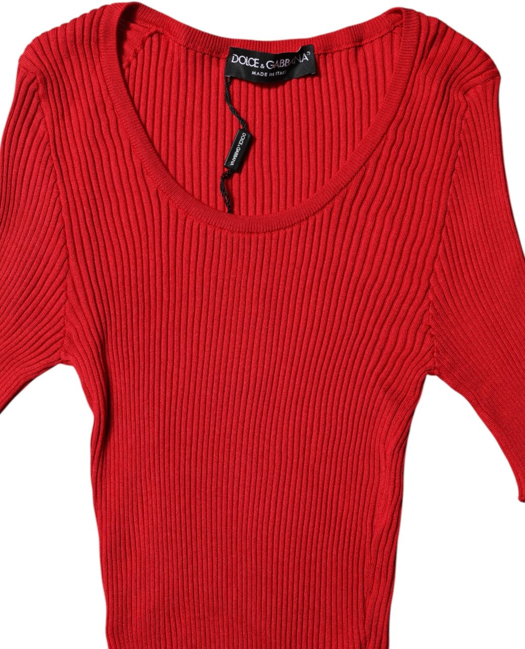 Dolce & Gabbana Red Round Neck Short Sleeves Pullover Top Wit