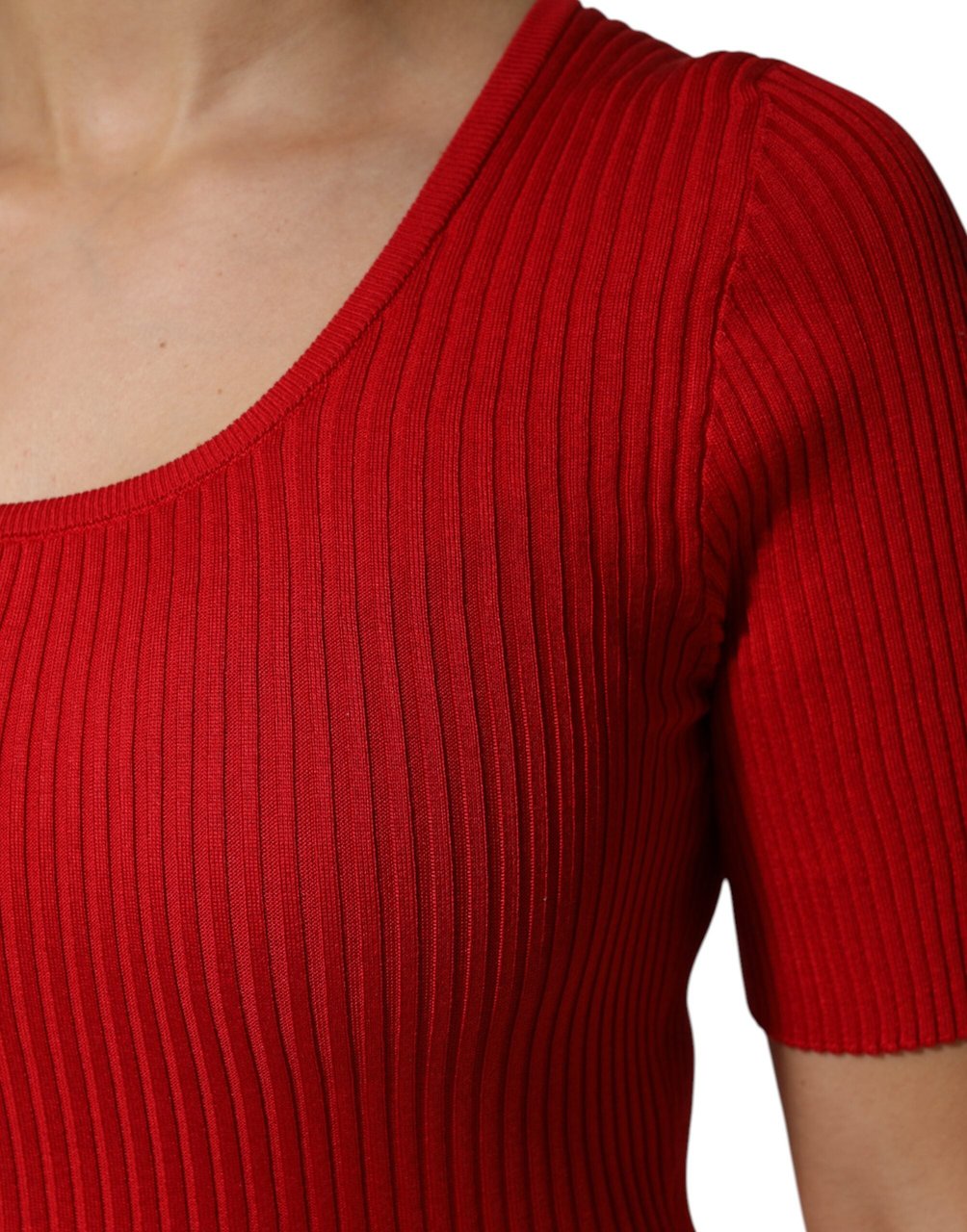 Dolce & Gabbana Red Round Neck Short Sleeves Pullover Top Wit