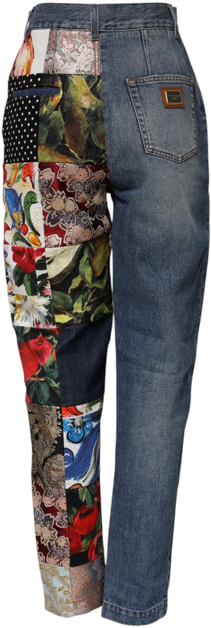 Dolce & Gabbana Blue AMBER Patchwork High Waist Denim Jeans Blauw