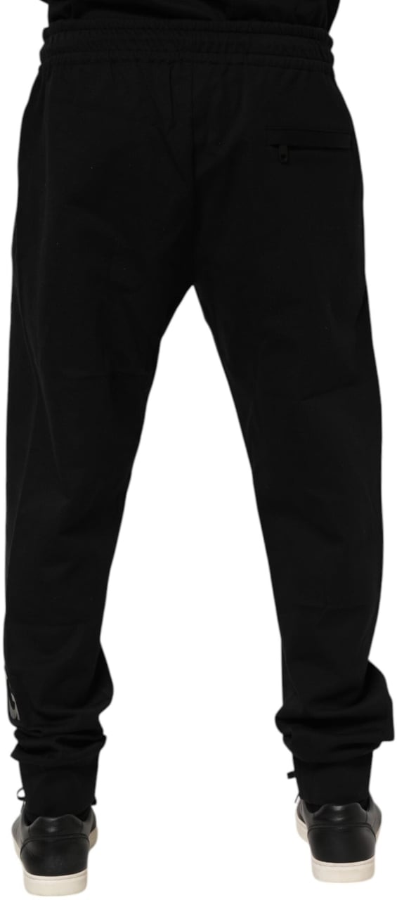 Dolce & Gabbana Black Cotton Men Jogger Sweatpants Pants Zwart