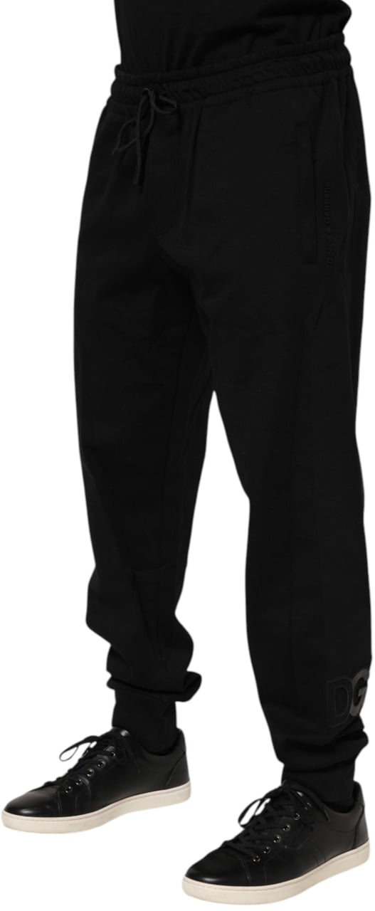 Dolce & Gabbana Black Cotton Men Jogger Sweatpants Pants Zwart