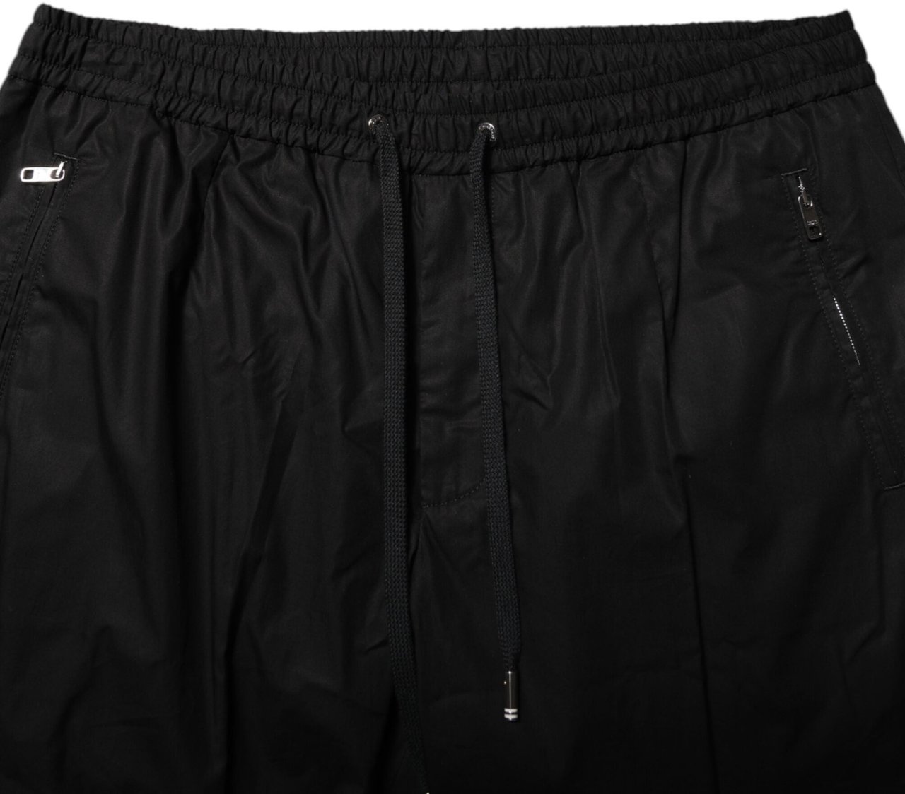 Dolce & Gabbana Black Cotton Logo Tape Men Jogger Pants Zwart