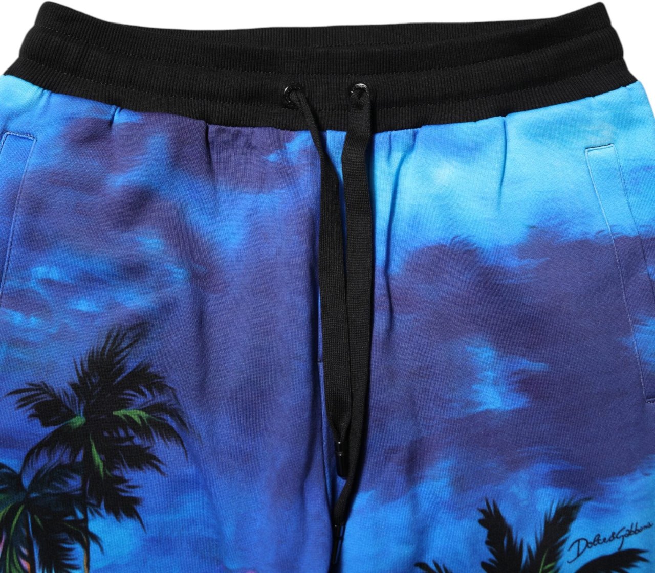 Dolce & Gabbana Blue Hawaiian Print Jogger Sweatpants Pants Blauw