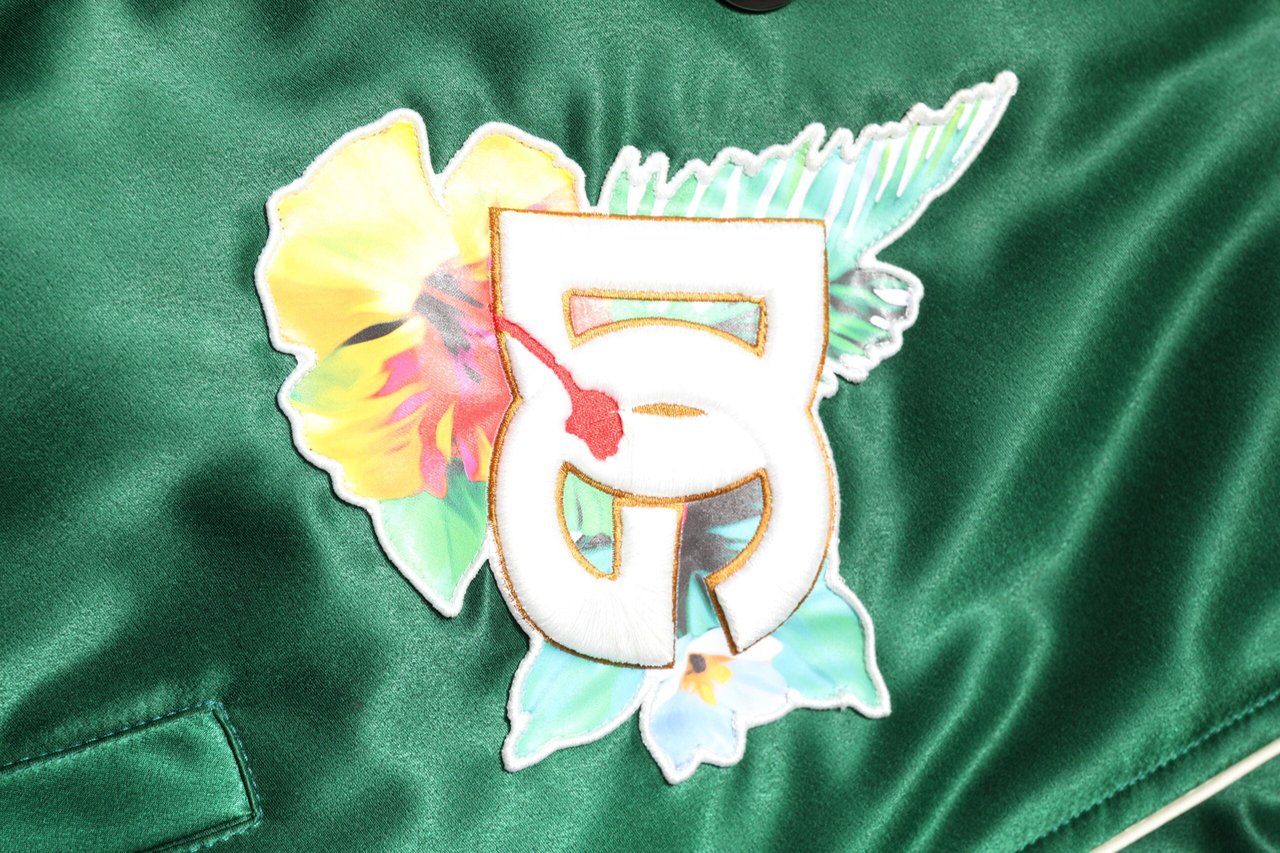 Dolce & Gabbana Green Floral DG Logo Full Zip Bomber Jacket Groen