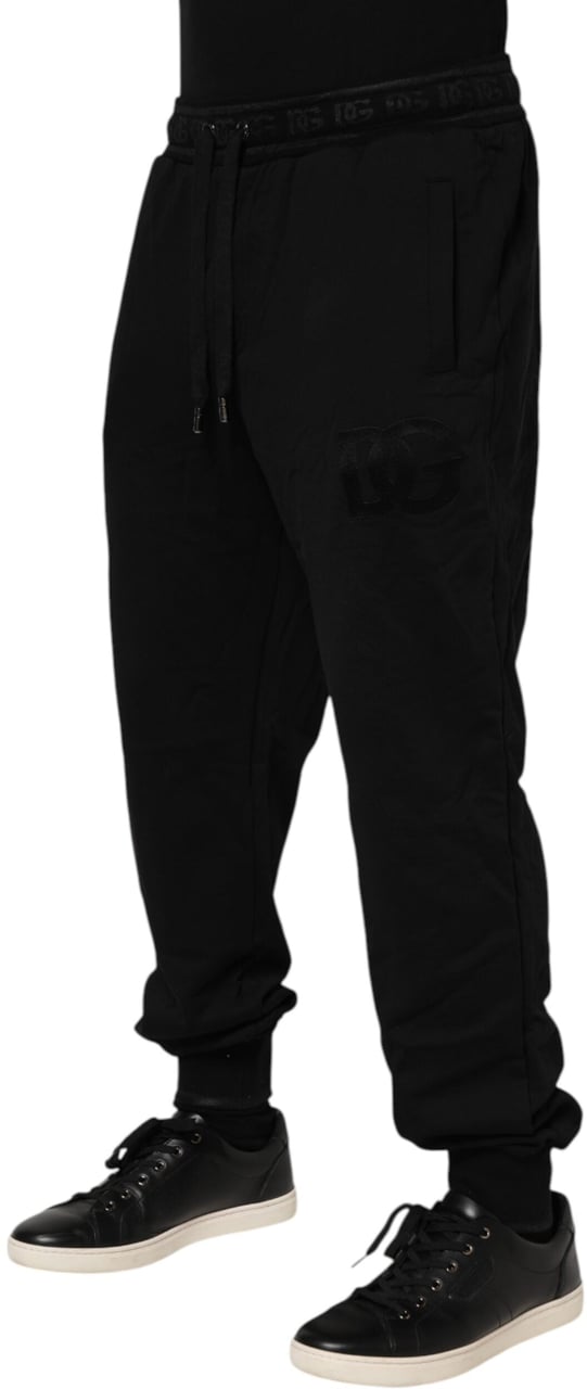 Dolce & Gabbana Black Cotton Drawstring Jogger Pants Zwart