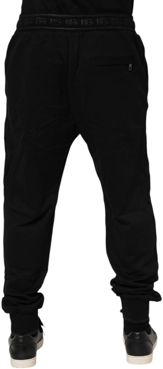 Dolce & Gabbana Black Cotton Drawstring Jogger Pants Zwart