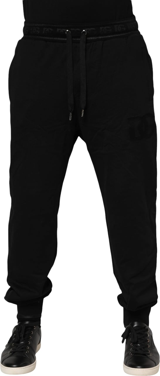 Dolce & Gabbana Black Cotton Drawstring Jogger Pants Zwart