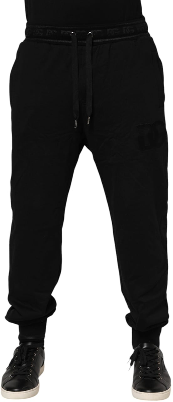 Dolce & Gabbana Black Cotton Drawstring Jogger Pants Zwart