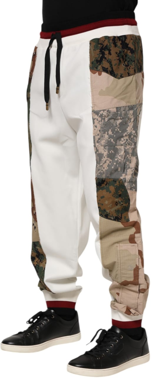 Dolce & Gabbana White Patchwork Jogger Pants Wit