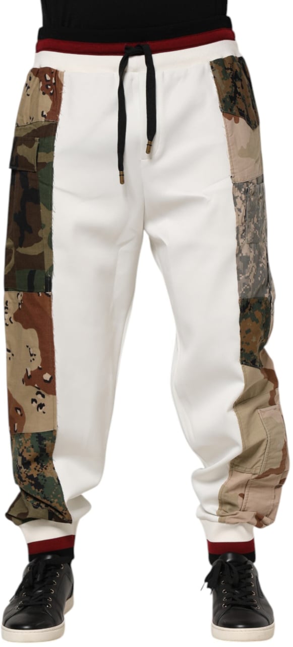 Dolce & Gabbana White Patchwork Jogger Pants Wit