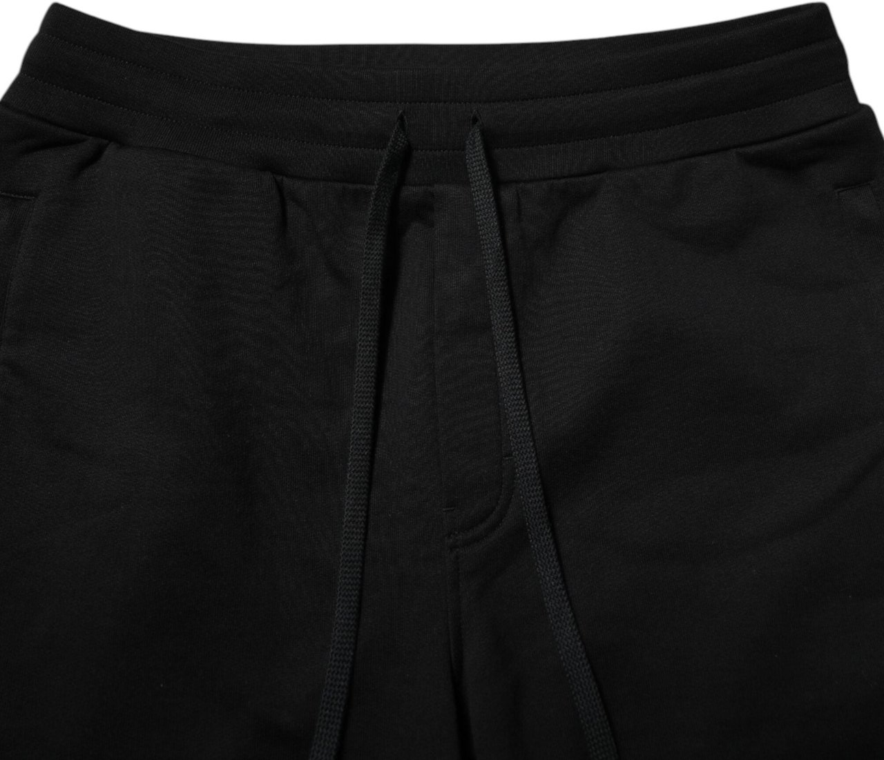 Dolce & Gabbana Black Cotton Logo Tape Men Jogger Pants Zwart