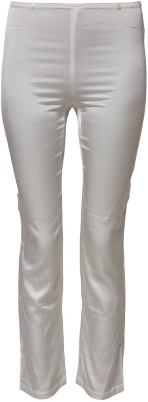 Dolce & Gabbana Ivory Silk Tapered High Waist Pants Wit
