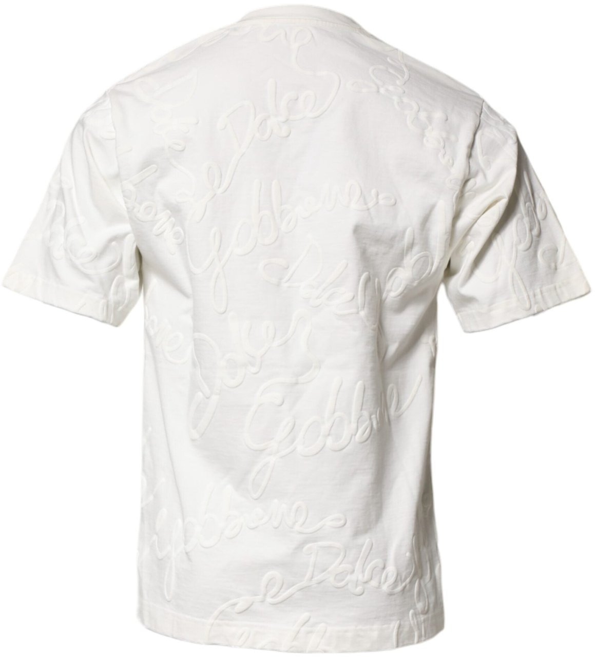 Dolce & Gabbana White Cotton Logo Embossed Crew Neck T-shirt Wit