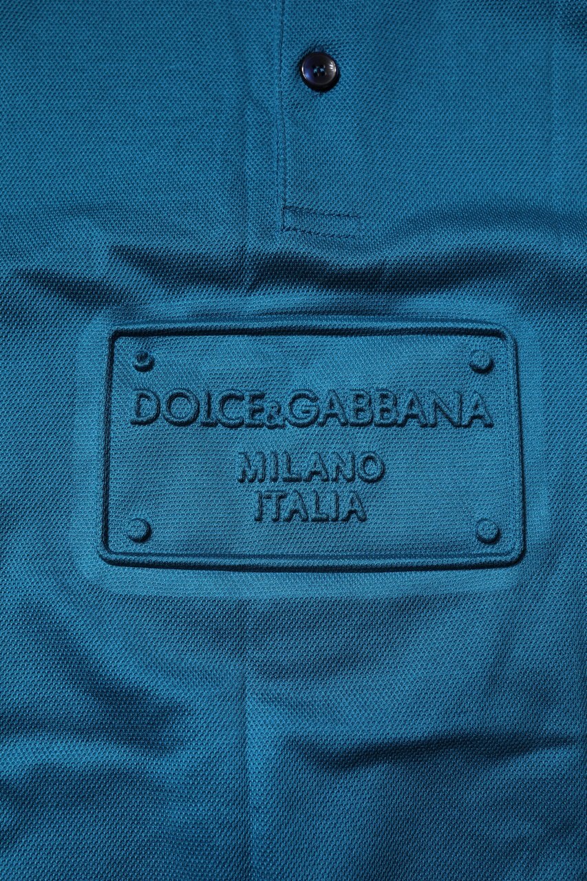 Dolce & Gabbana Blue Logo Cotton Men Polo Shirt T-shirt Wit