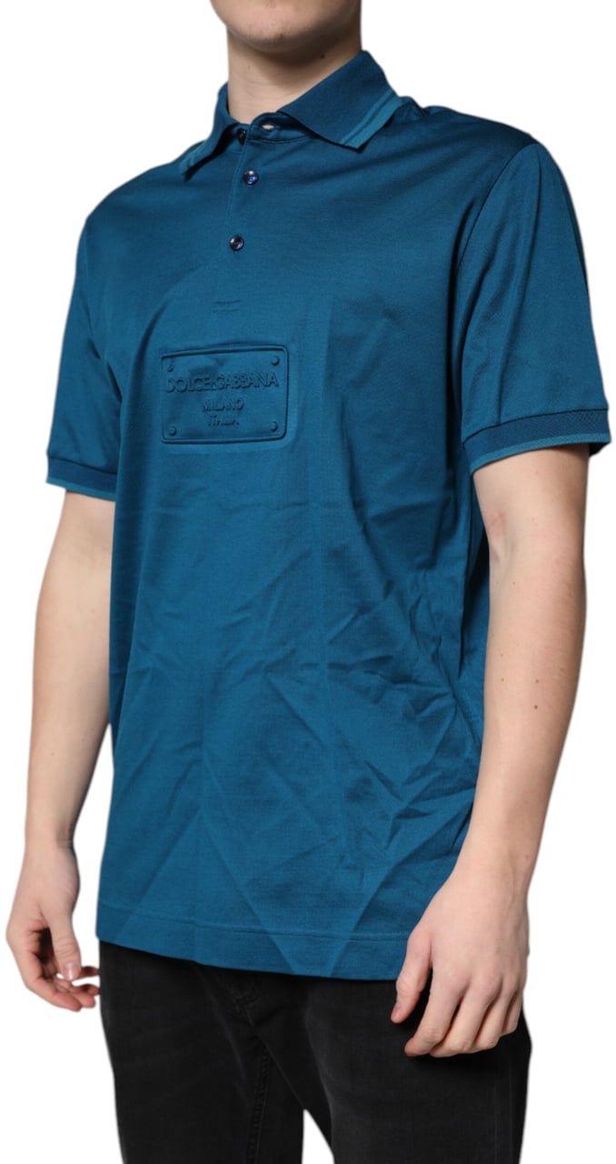 Dolce & Gabbana Blue Logo Cotton Men Polo Shirt T-shirt Wit