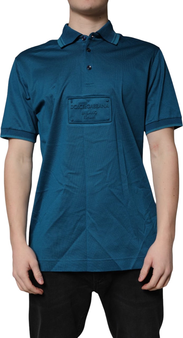 Dolce & Gabbana Blue Logo Cotton Men Polo Shirt T-shirt Wit