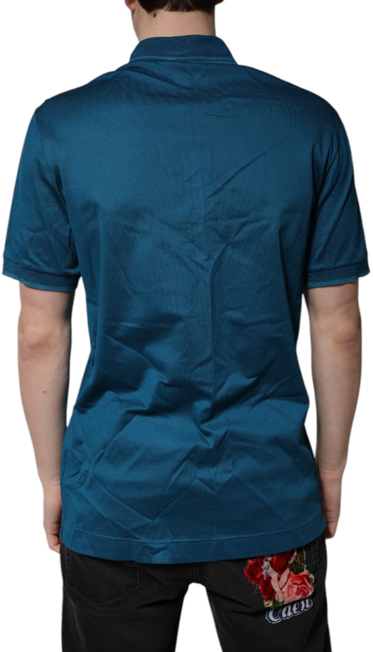 Dolce & Gabbana Blue Logo Cotton Men Polo Shirt T-shirt Wit