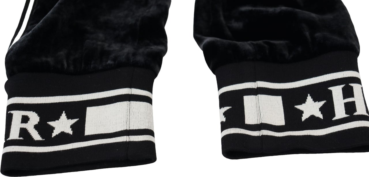 Dolce & Gabbana Black DG Logo Velvet Trouser Pants Zwart