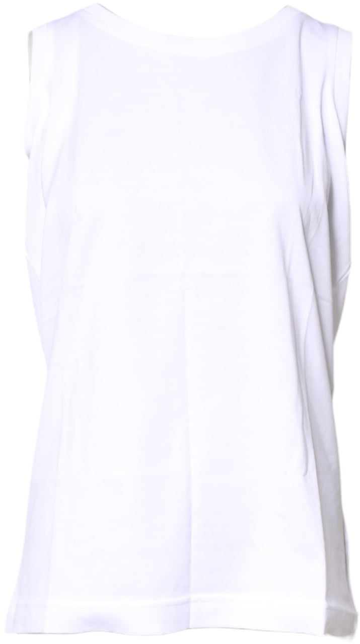 Dolce & Gabbana White Cotton Sleeveless Crew Neck T-shirt Wit