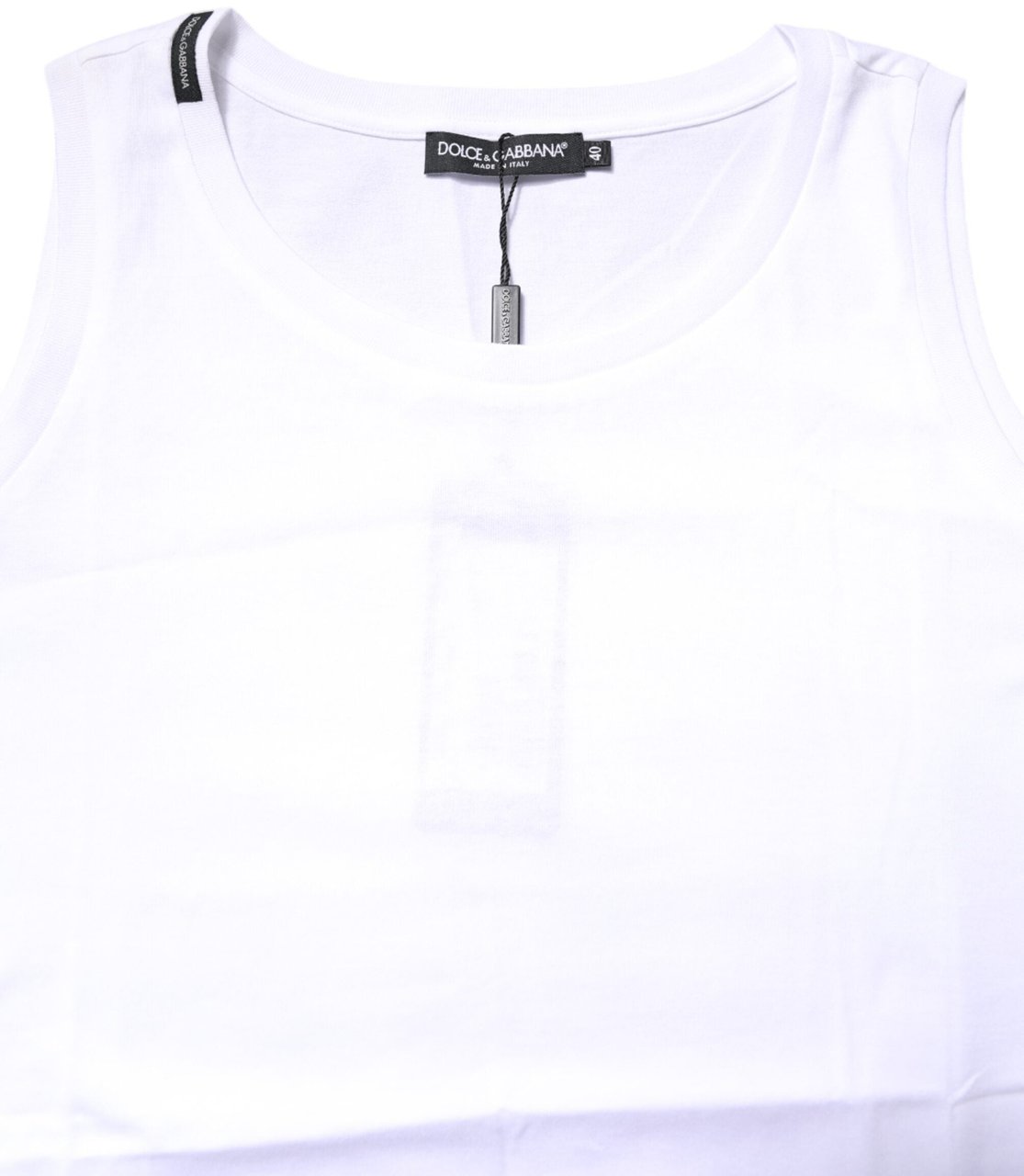 Dolce & Gabbana White Cotton Sleeveless Crew Neck T-shirt Wit