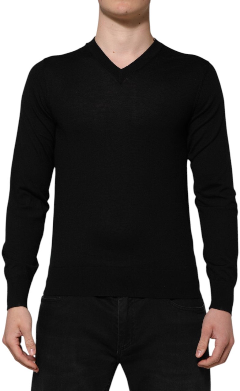 Dolce & Gabbana Dark Gray Embroidered Logo Pullover Sweater Grijs