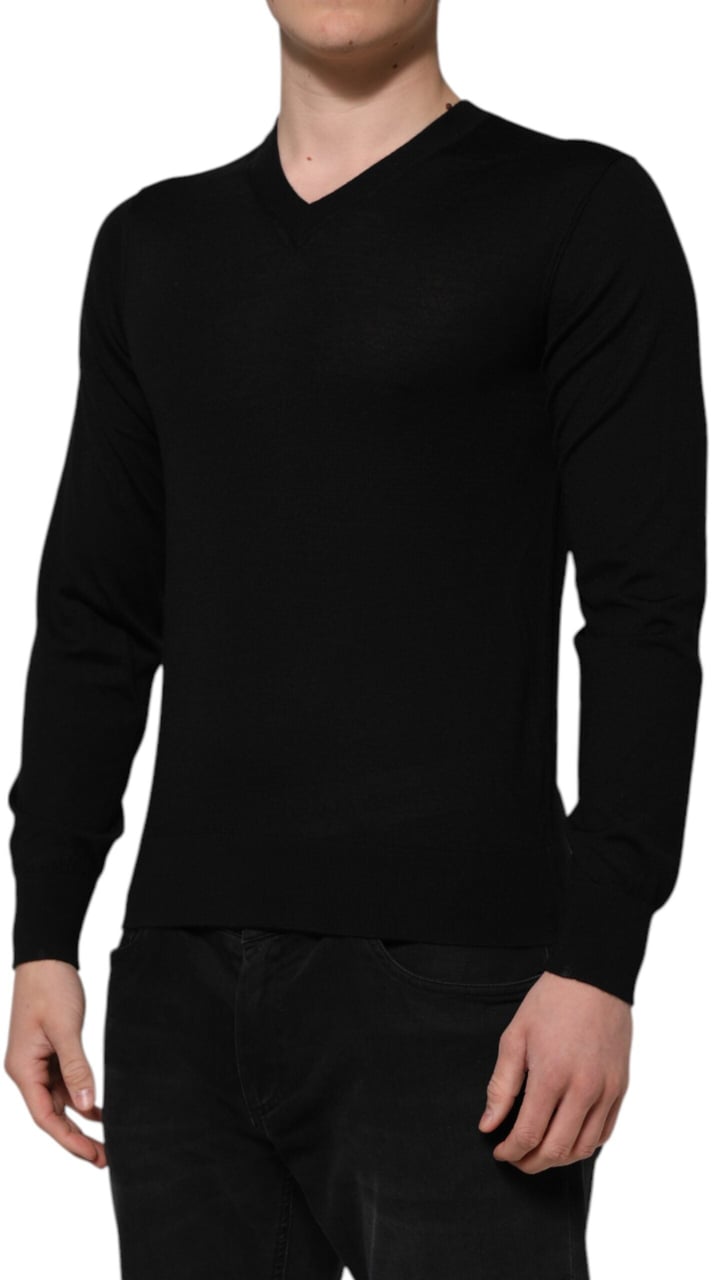 Dolce & Gabbana Dark Gray Embroidered Logo Pullover Sweater Grijs