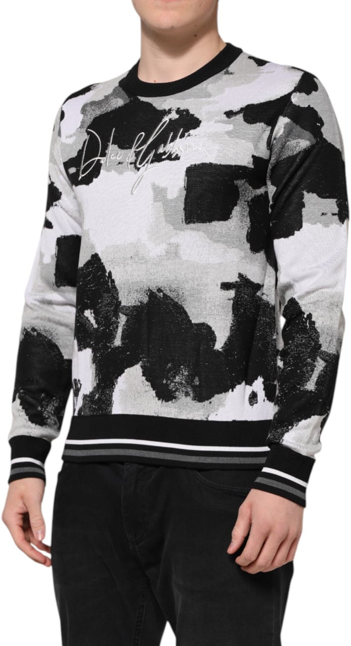 Dolce & Gabbana Multicolor Silk Camouflage Pullover Sweater Divers