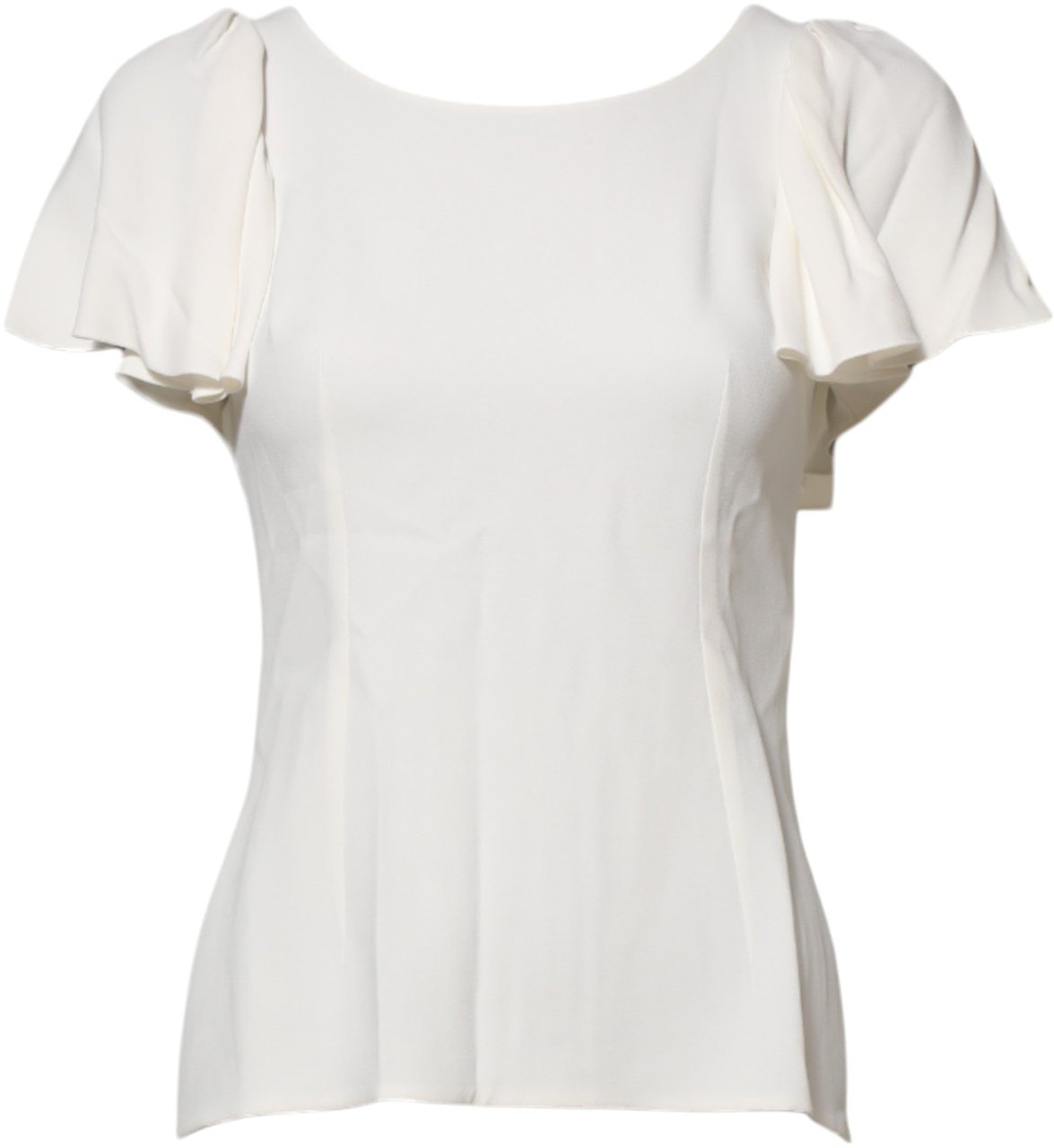 Dolce & Gabbana White Round Neck Short Sleeves Blouse Top Wit