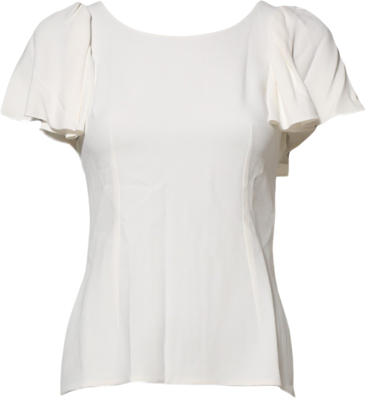 Dolce & Gabbana White Round Neck Short Sleeves Blouse Top Wit