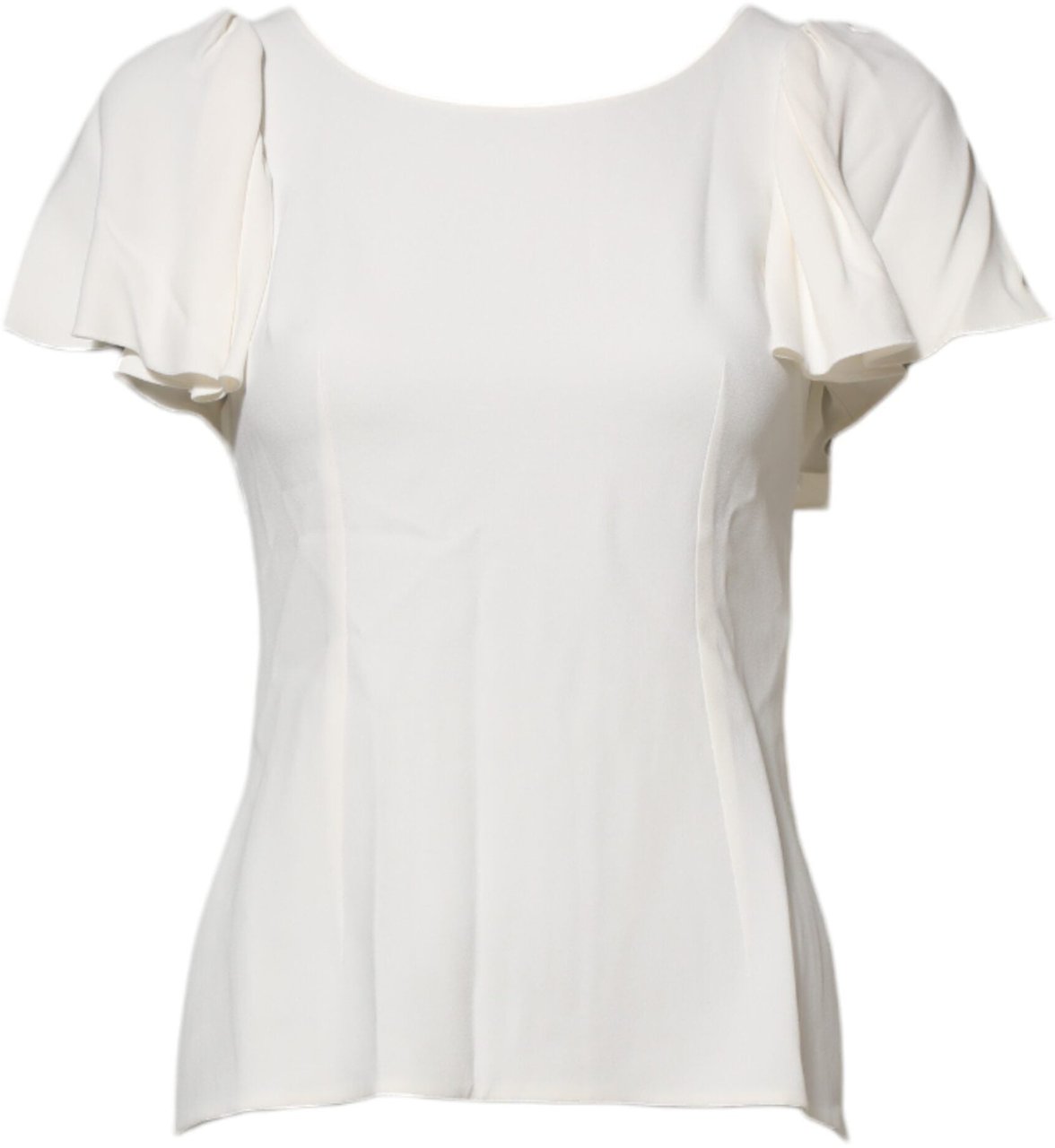 Dolce & Gabbana White Round Neck Short Sleeves Blouse Top Wit