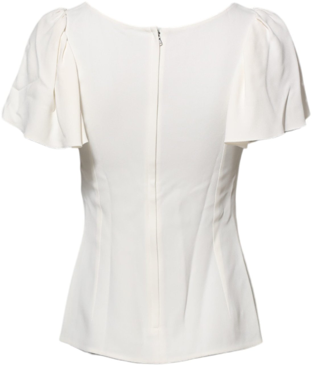 Dolce & Gabbana White Round Neck Short Sleeves Blouse Top Wit