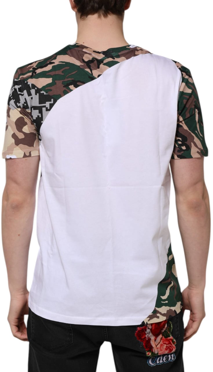 Dolce & Gabbana White Camouflage Cotton Men Crew Neck T-shirt Wit