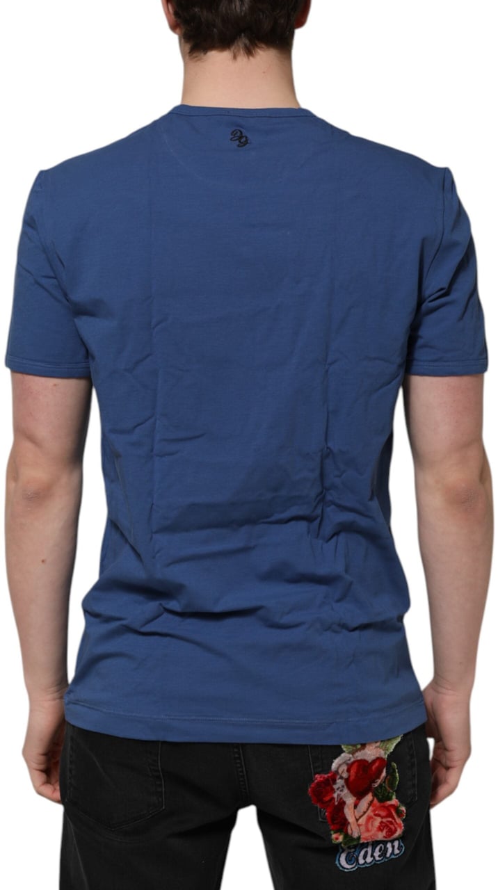 Dolce & Gabbana Blue Cotton Men Round Neck Underwear T-shirt Blauw