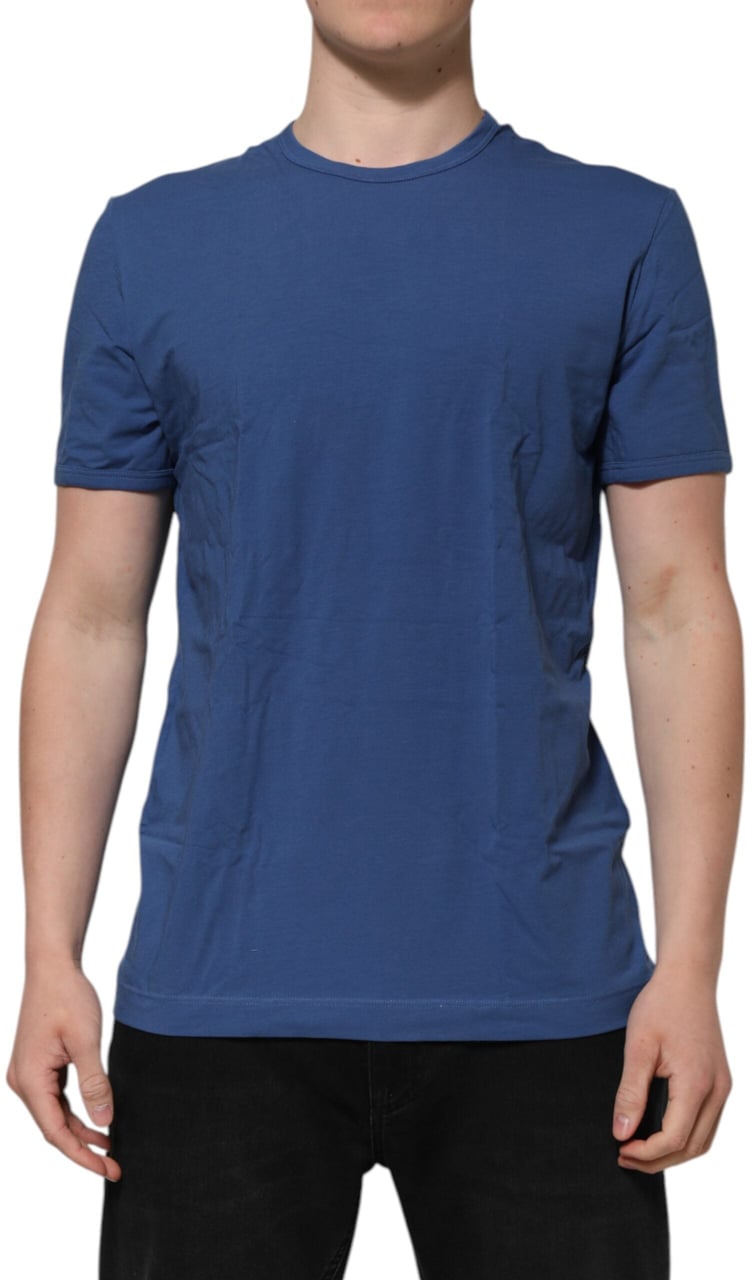 Dolce & Gabbana Blue Cotton Men Round Neck Underwear T-shirt Blauw