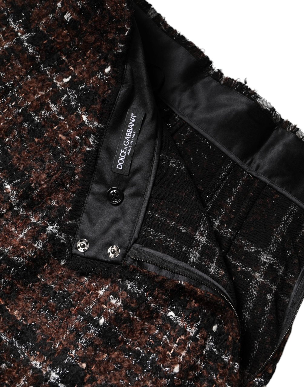 Dolce & Gabbana Multicolor High Waist Tartan Tweed Pencil Cut Skirt Divers