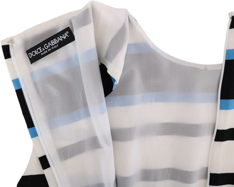 Dolce & Gabbana Blue White Striped Silk Stretch Shift Dress Divers